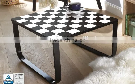 Coffee table Steel tube tempered glass with printing