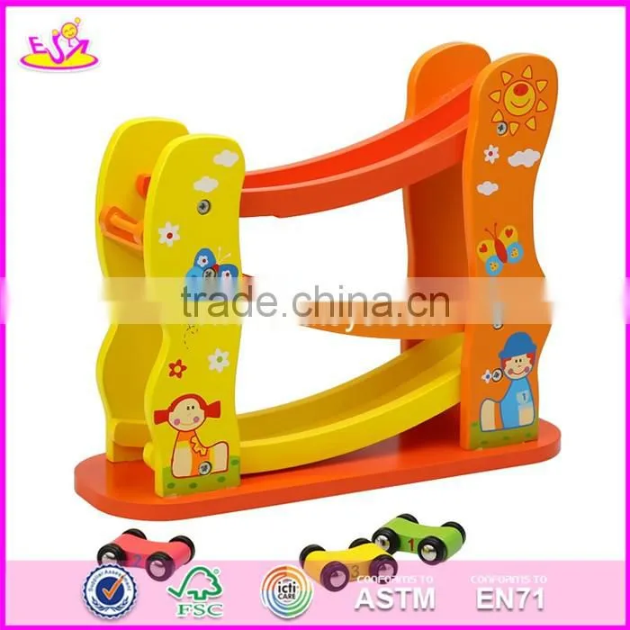 2017 new design 3 levels kids cartoon wooden toy race track W04E051