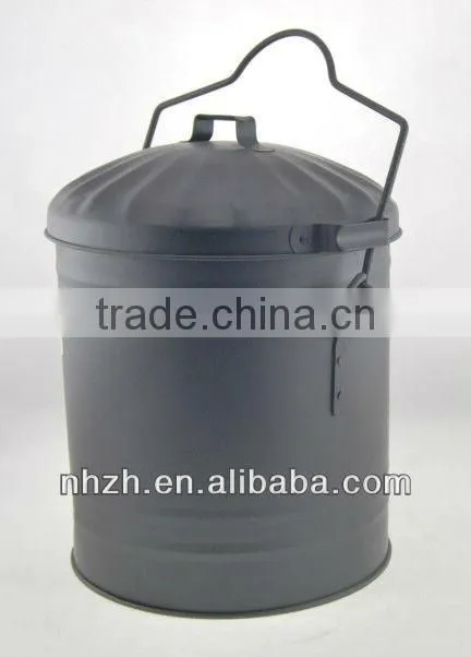 household matte black metal round bin