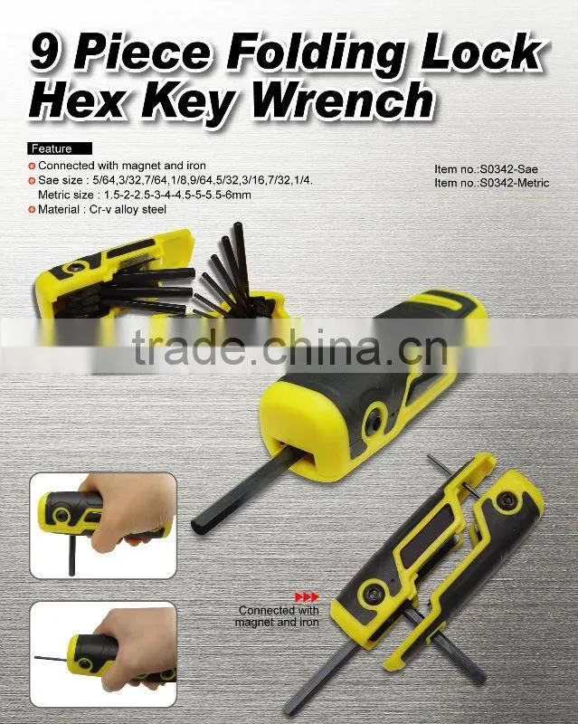 9 Piece Folding Lock Hex Key Wrench