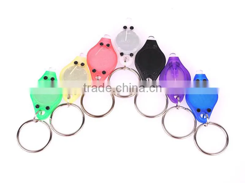 7 Color Plastic 20000mcd Cheap Custom Fashion Key Chain Mini Led Flashlight Keychain