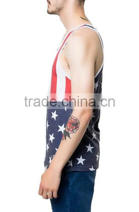 Newest Design Custom Logo Printed Gym Mens Stringer Tank Top