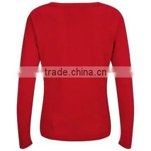 Christmas Red Color Pullover Hooded Sweater For Women