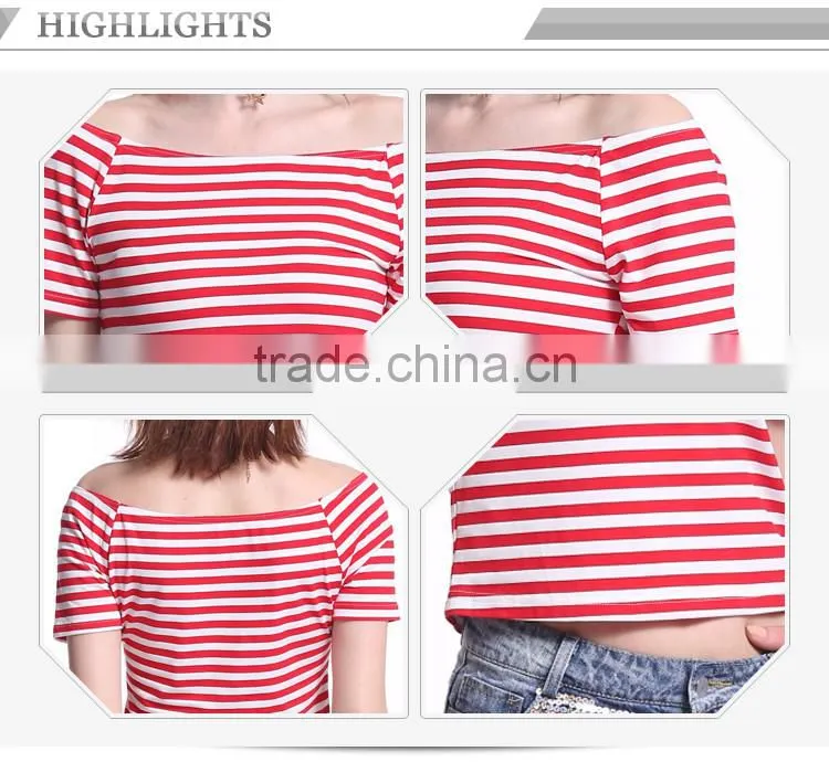 OEM services stripe+short+sleeve+t-shirt+tops+for+women+2016,female tshirts