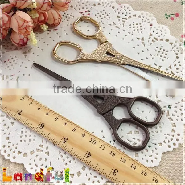 Vintage Zakka Handicraft Sewing Gold Craft Eiffel Tower Scissors