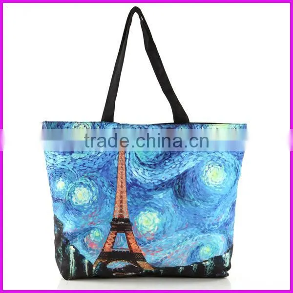 2014 america hot selling digital printed ladies fashion canvas beach bag