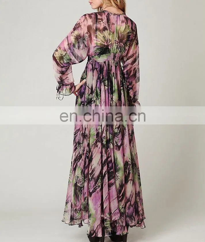 CHEFON Floral print elegant chiffon design evening dresses sale