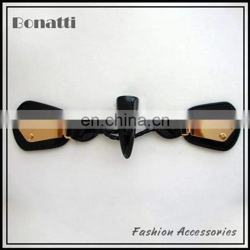 PU leather toggle button with metal buckle