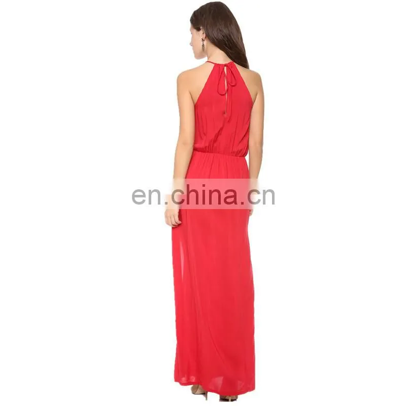 Fashionable off shoulder tie neck designer one piece women party dress