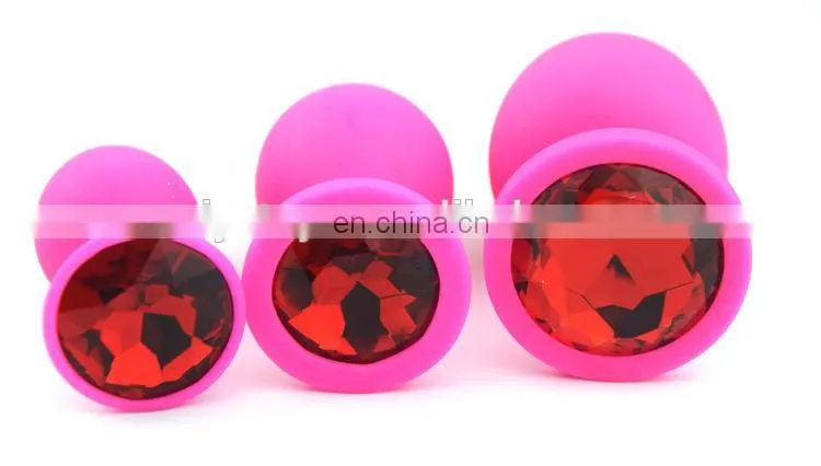 2015 hot selling pink color silicone anal butt plug, sex butt plug toys