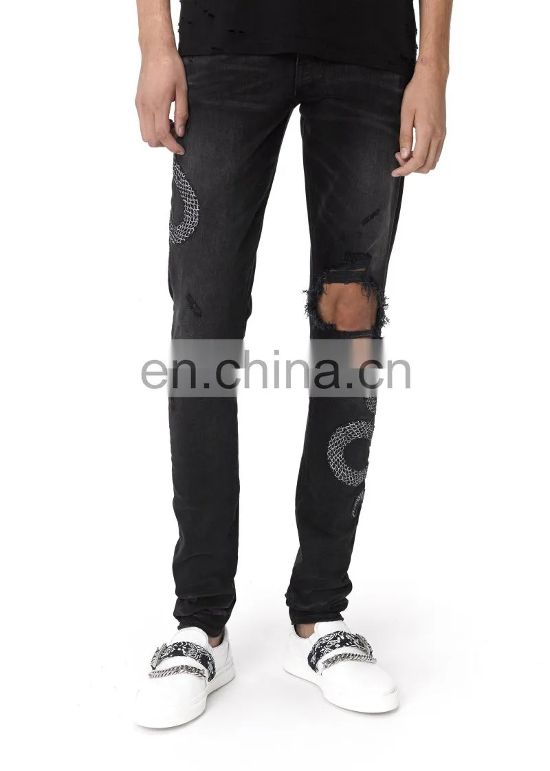 DiZNEW STRIPED MENS DENIM CUSTOM LOGO PANTS JEANS FOR MEN