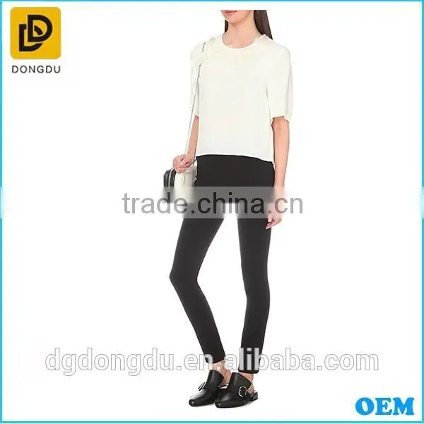 Custom Wholesale Cheap Hot Sale Embellished Silk T shirt for Lady