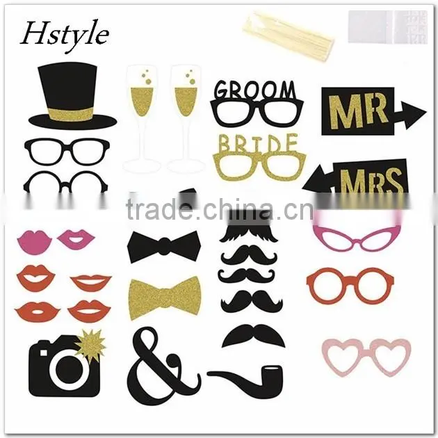30 pcs/set Wedding Photo Booth Props on A Stick 2016 New DIY Kit Wedding Party Decoration Photobooth Dress-up Accessorie PFB0086