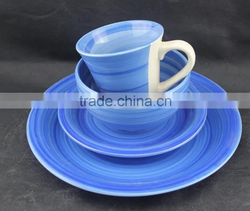 16 pcs stonewareware dinner set with dish plate and coffee mug