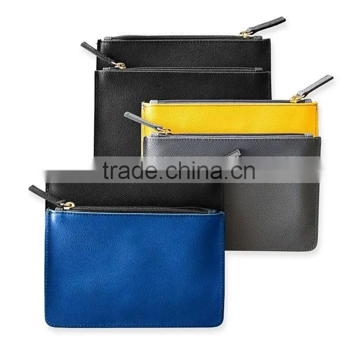 Saffiano Leather Bag genuine leather zip pouch clutch bag simple clutch bag travel leather pouch for women