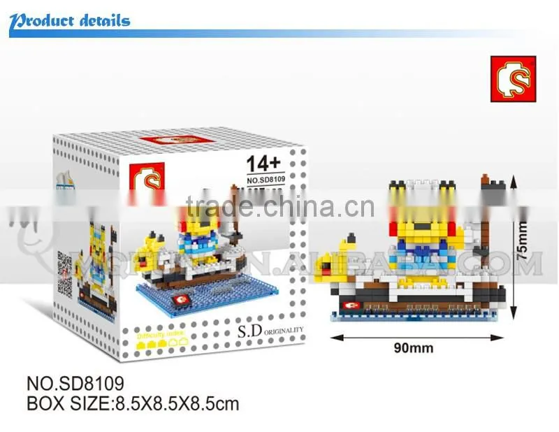 Mini Qute Sembo kawaii 6 styles amine pikachu diamond plastic building block model educational toy