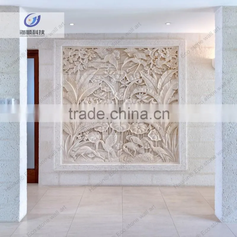 Southeast Asia style carved plants pattern 3D tv background wall art