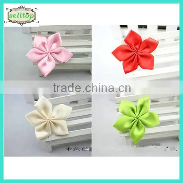 6cm satin ribbon handmade flowers for baby clothes