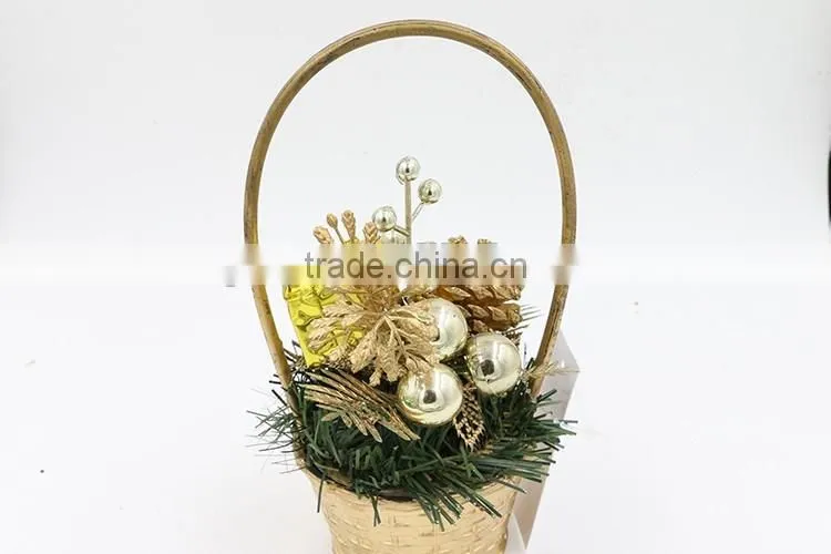 Gold Mini Christmas Tree With XMAS Gift Box And Balls Pendant For Home Decoration