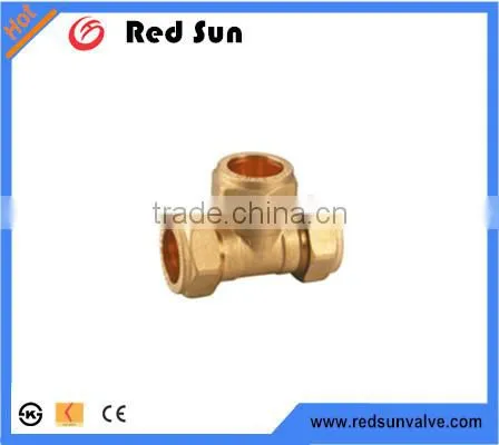 HR7030 factory manufacture brass water cooper pipe compression tee fittings