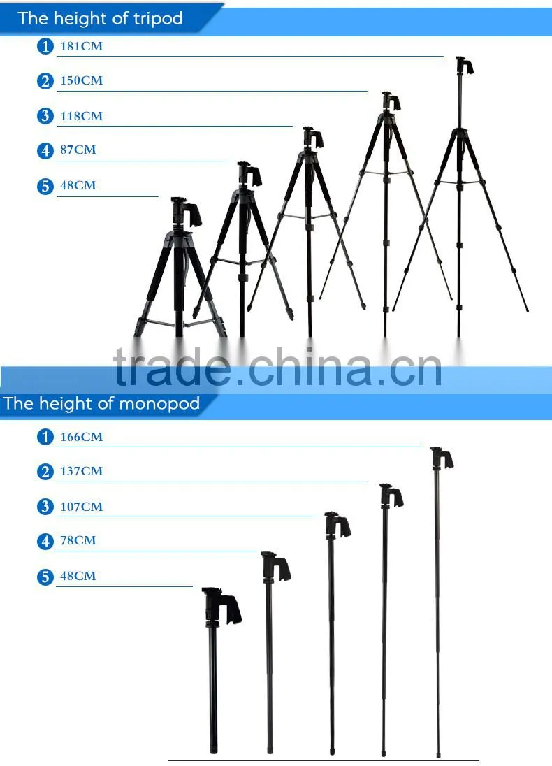 heavy duty 1.8m 4secion Portable Fashionable multi-functional professional tripod with ball head