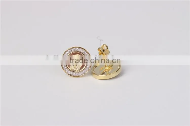 Factory direct sale round shape zicon 925 silver stud hip hop medusa earring jewelry