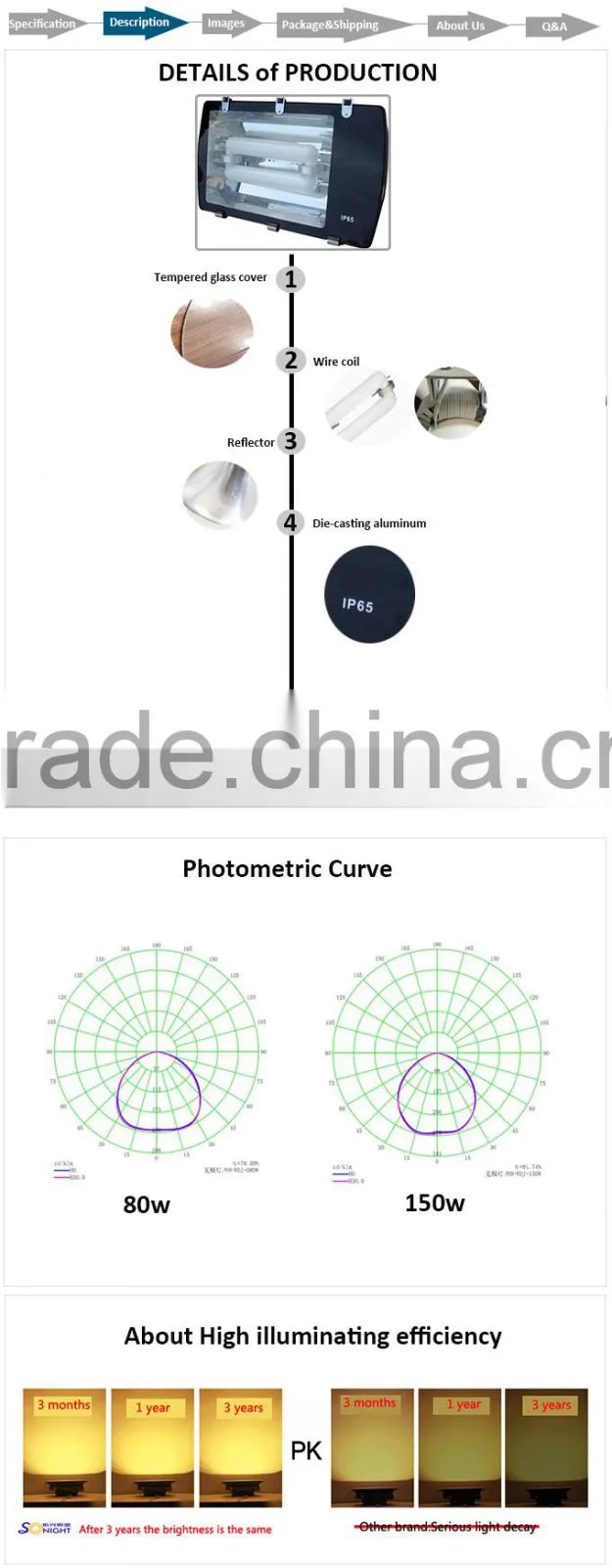 high lumen magnetic lights 150W 5 years warranty tunnel light induction lamp energy saving tube lights