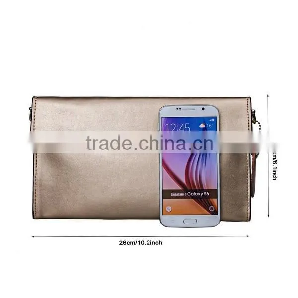 Ladies Leather Clutches Party Evening Bag With Removable Golden Chain Shoulder Strap