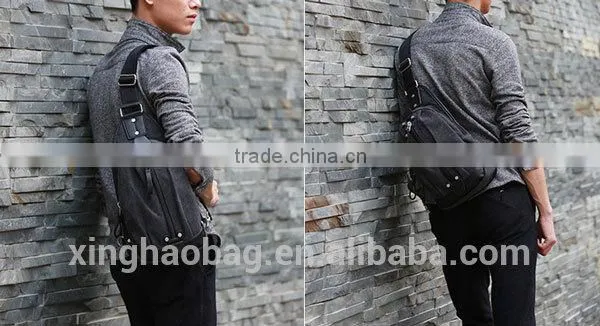 leisure style canvas leather material men chest bag