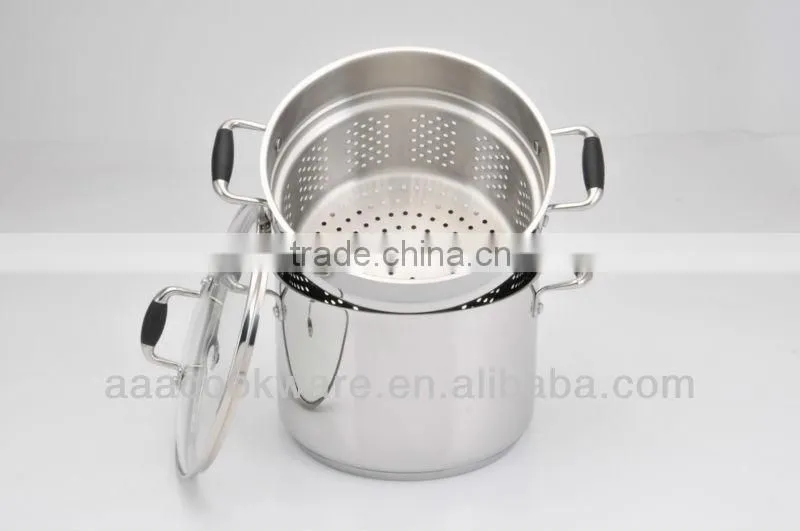 high quality multi function stainless steel spaghetti pot with induction bottom and silicone handle