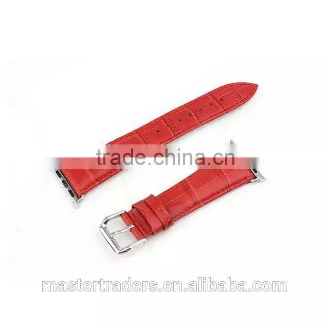Cheap Crocodile Grain Genuine Leather Watch Band Wrist Strap For 38MM Apple Watch MT-3566