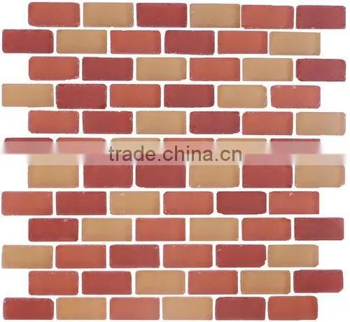 12''X12'' red blend tumbled glass mosaic