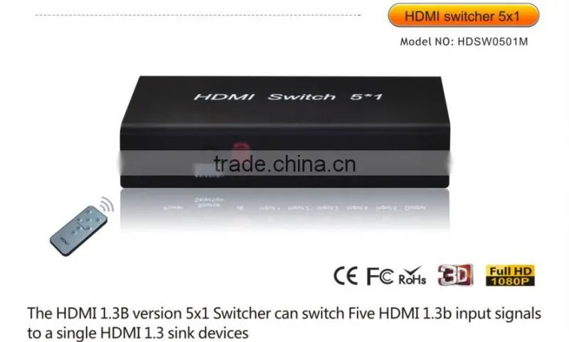 HDMI Switcher 5X1 with remote control support DTS/Dolby-AC3/DSD