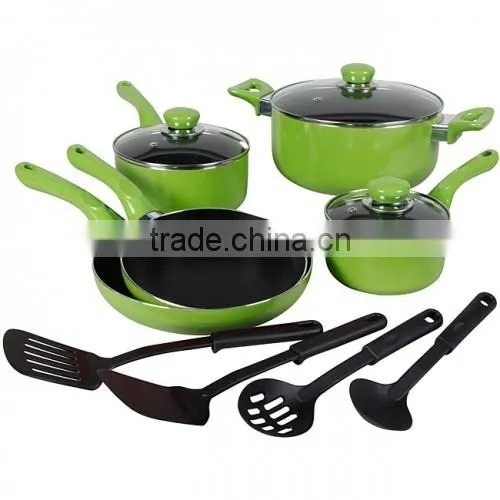 Green Color Painting Non-stick & Ceramic Coated Cookware Set Pots and Pans
