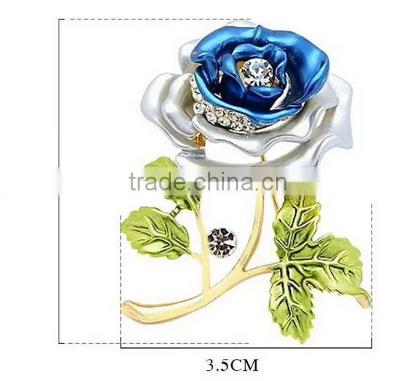 2015 hottest Purple Red Charmpagne Rose Flower Pin Brooch