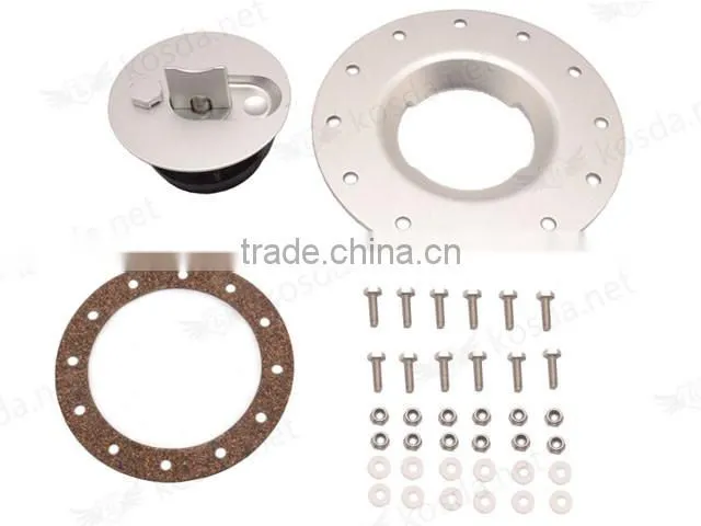 Polished finish fuel cell cap assembly gasket , 12-Bolt Flush Mount Fuel Cell Cap Assembly