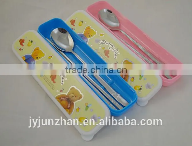 Supermarket hot-sell stainless steel spoon and chopsticks sets with gift box packing