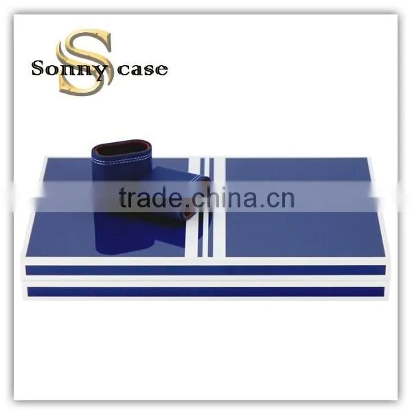 Navy Blue Piano Lacquer Wooden Backgammon Set