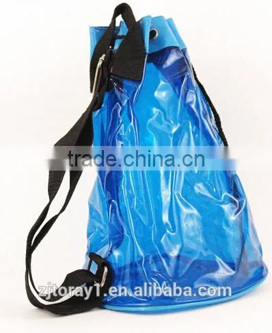 Blue Clear PVC Drawstring Bag PVC Promotional Bag