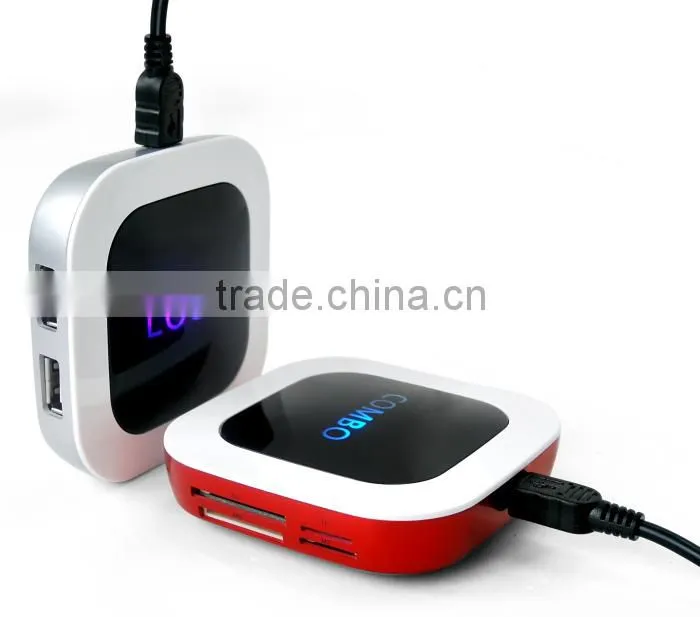 Promotional Gift Light-Up Combo USB HUB with Card Reader with LED Logo