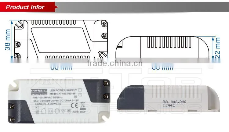 High efficiency constant current 18w 500ma led driver