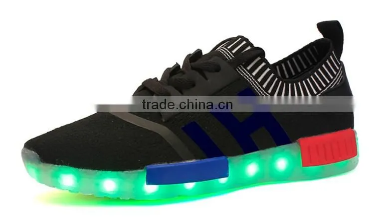 2016 hot sales colorful kids dance shoes led light up running shoes