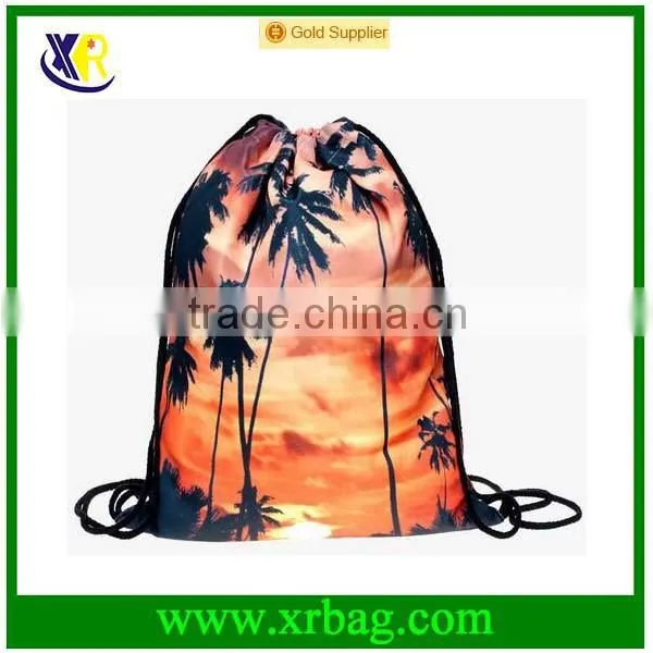 Women Mochila Man Gym bags Travel Backpack Sunset Printing Recycled Drawstring Bag