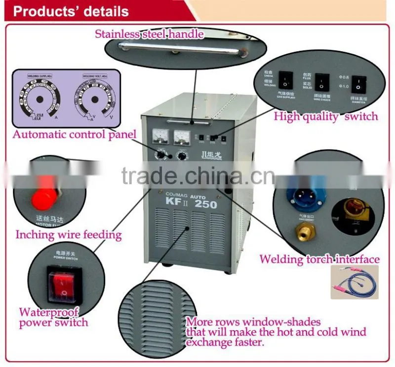 KF-200 thyristor-controlled CO2 MIG MAG welding machine with built-in wire feeder designed
