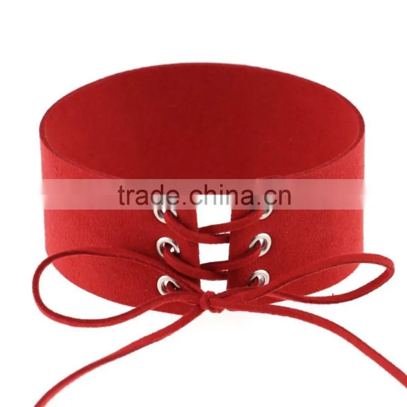 Woman man Punk Sexy Leather Wrap Choker Collar Leather Wrap