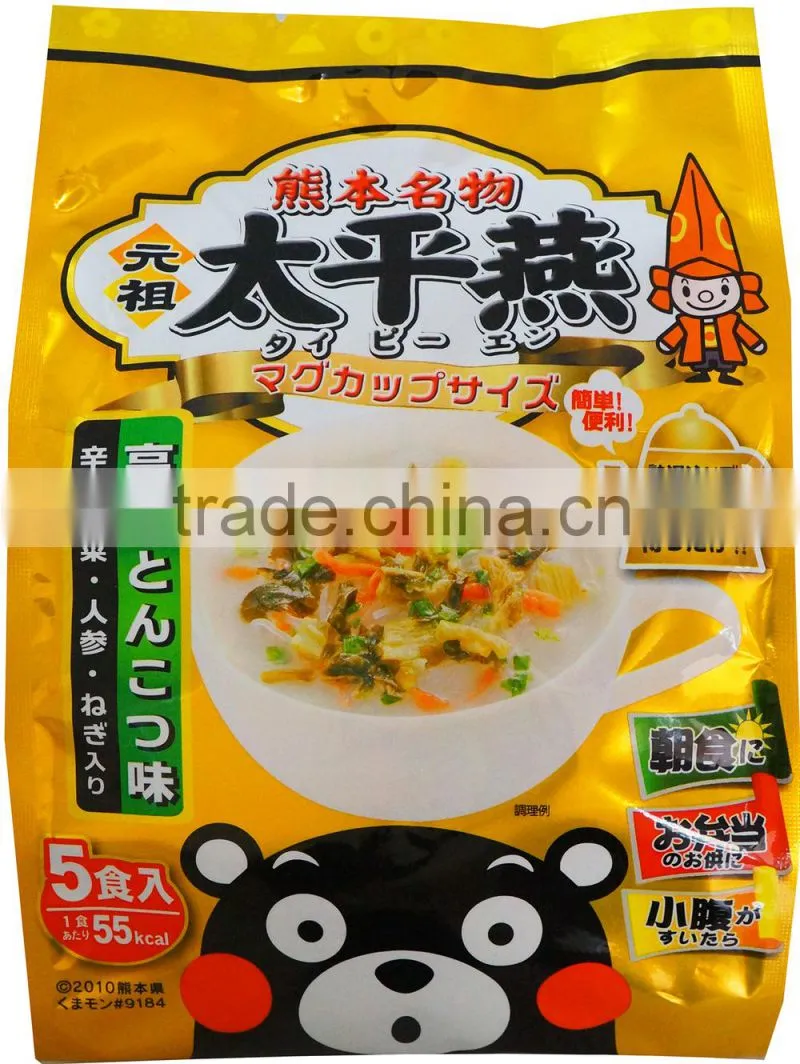 Japanese popular KUMAMON Bean thread noodle soup 'Tonkotsu' pork bone soup flavour with mustard green pickles 5 servings