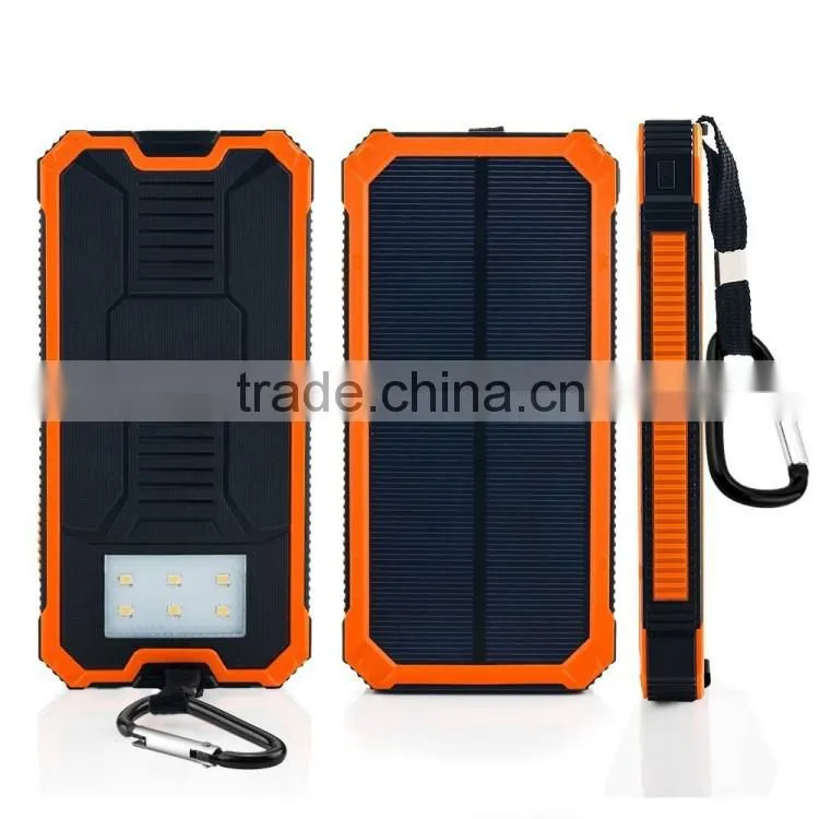 2016 trending products 12000mah solar power bank charger with led light
