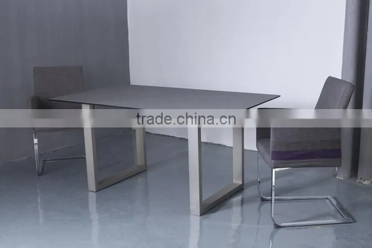 4 Seater Sandy Glass Table Metal Leg
