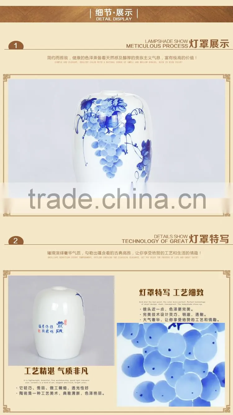 Chinese-made Flower shade modern ceramic energy saving ceiling lamp porcelain wooden light