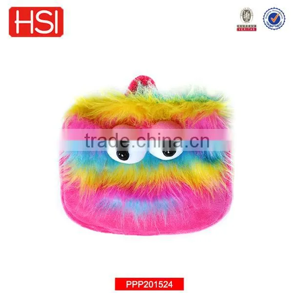 multi-color funny stationery bag plush pencil case of big eyes